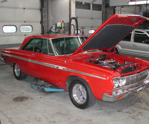 64 Plymouth Fury with a Hemi getting serviced at Van's Garage