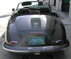 Rear view of 60 Porsche 356 Roadster Outlaw